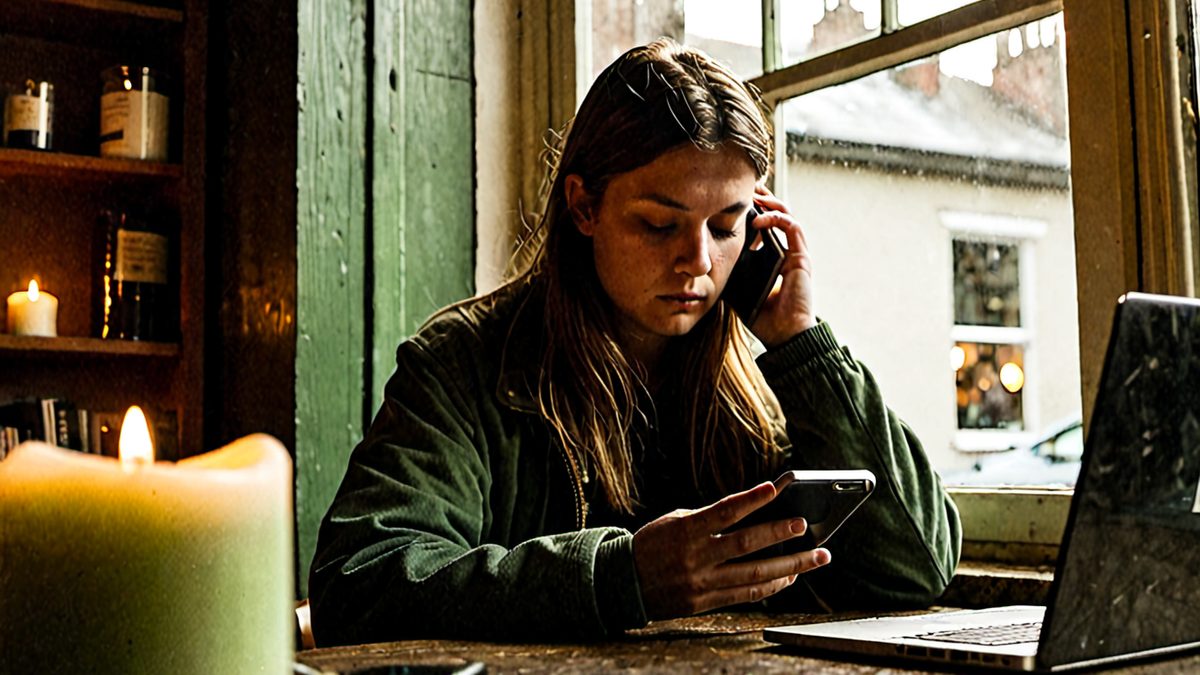Router z migającą diodą obok laptopa i notesu z odręczną listą kroków